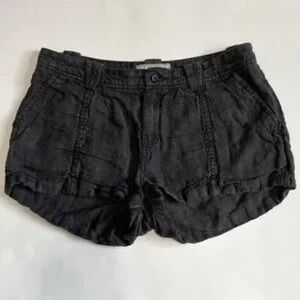 Free People 100% Linen Hip Slung Relaxed Charcoal Dark Gray Shorts size 2